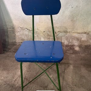 Silla Infantil de Hierro y Madera Azul y Verde - imagen 3