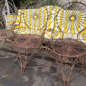 Antiguo Sillón de Jardín de Hierro Forjado de Tres Cuerpos - imagen 7