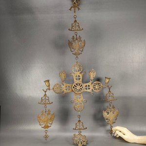 Colgante de Bronce con Doble Águila Bicéfala y Candeleros - imagen 3