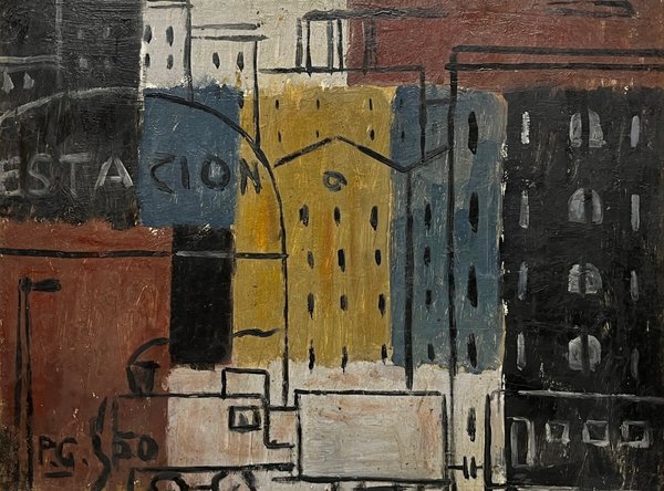 Pedro Gava "Estación" Óleo sobre Cartón - 1950 - imagen 1