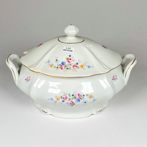 Sopera de porcelana checa con tapa, decoración floral - imagen 2