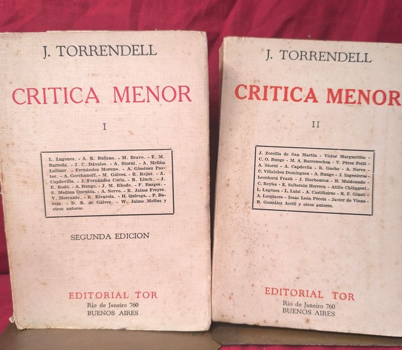 Libros "La Crítica Menor" Tomos I y II de Juan Torrendell (1933)