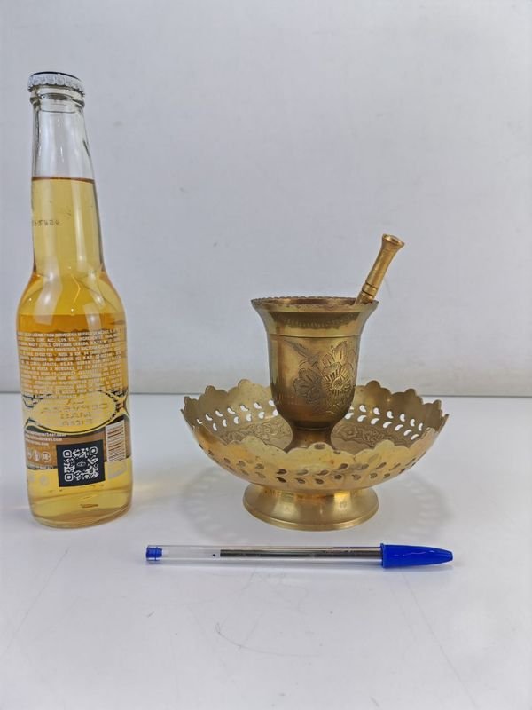Mortero y bandeja en bronce antiguo - imagen 3