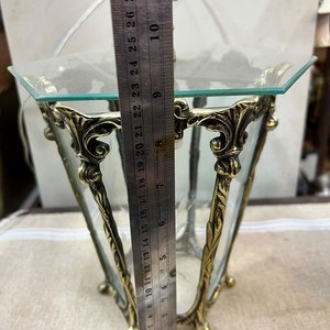 Farol Colgante de Bronce con Vidrios Biselados y Grabados - imagen 6