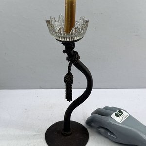 Candeleros de Hierro Forjado con Tulipa de Vidrio Prensa - imagen 2