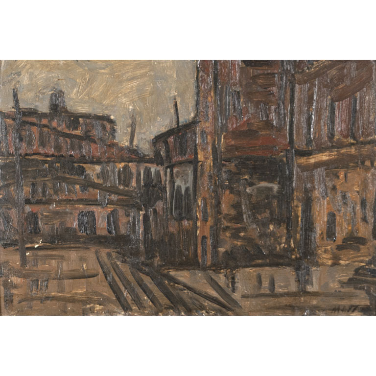 Lote anterior: Francisco Matto. Escena de ciudad. Óleo sobre cartón, 27 x 39 cm.