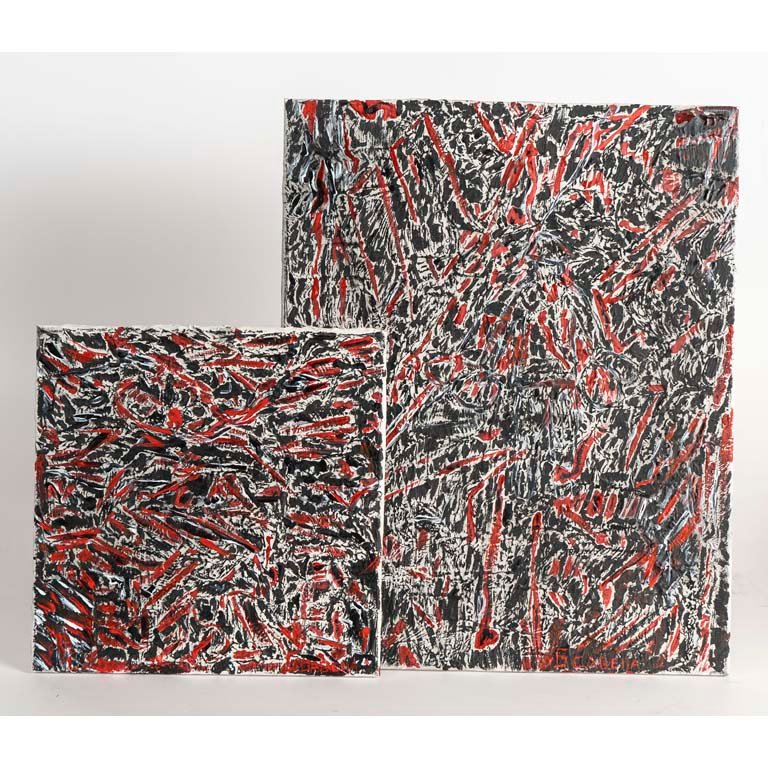 Dos Cuadros Abstractos en Técnica Mixta