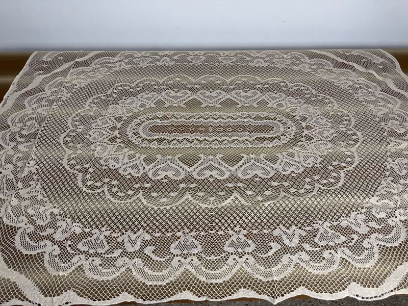 Antiguo mantel en hilo calado para decoración - imagen 2