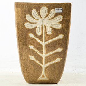 Macetero Cuadrado de Cerámica Beige con Diseño Floral - imagen 4