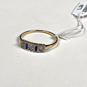 Anillo de Oro 18k con Brillantes y Zafiros, Talla 17mm - imagen 2