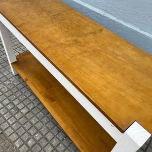 Mesa de Arrime Moderna Madera Clara y Patas Blancas - imagen 6