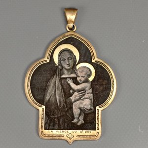 Lote siguiente: Medalla religiosa francesa "La Virgen del Gran Duque" en bronce, R. Wicker, 1956