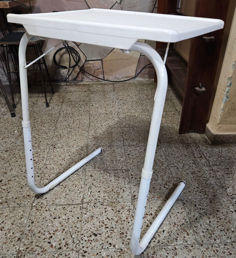 Mesa Auxiliar Plegable Blanca Regulable en Altura