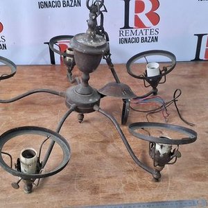 Lote anterior: Lámpara Colgante Antigua de Bronce con 5 Brazos