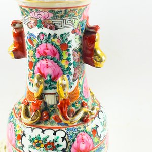 Lámpara de Sobremesa Antigua de Porcelana China con Diseño Floral - imagen 4