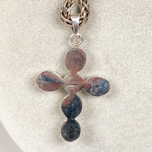Cadena Gruesa de Plata con Dije Cruz de Plata y Nácar - imagen 4