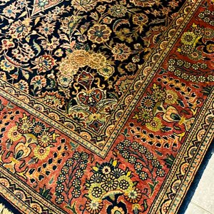 Alfombra Persa Clásica Azul, Roja y Beige con Diseños Florales - imagen 2