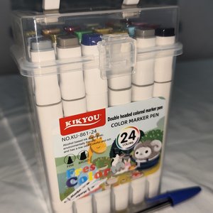 Set de 24 Marcadores Doble Punta KIKYOU Nuevos en Caja Transparente - imagen 1