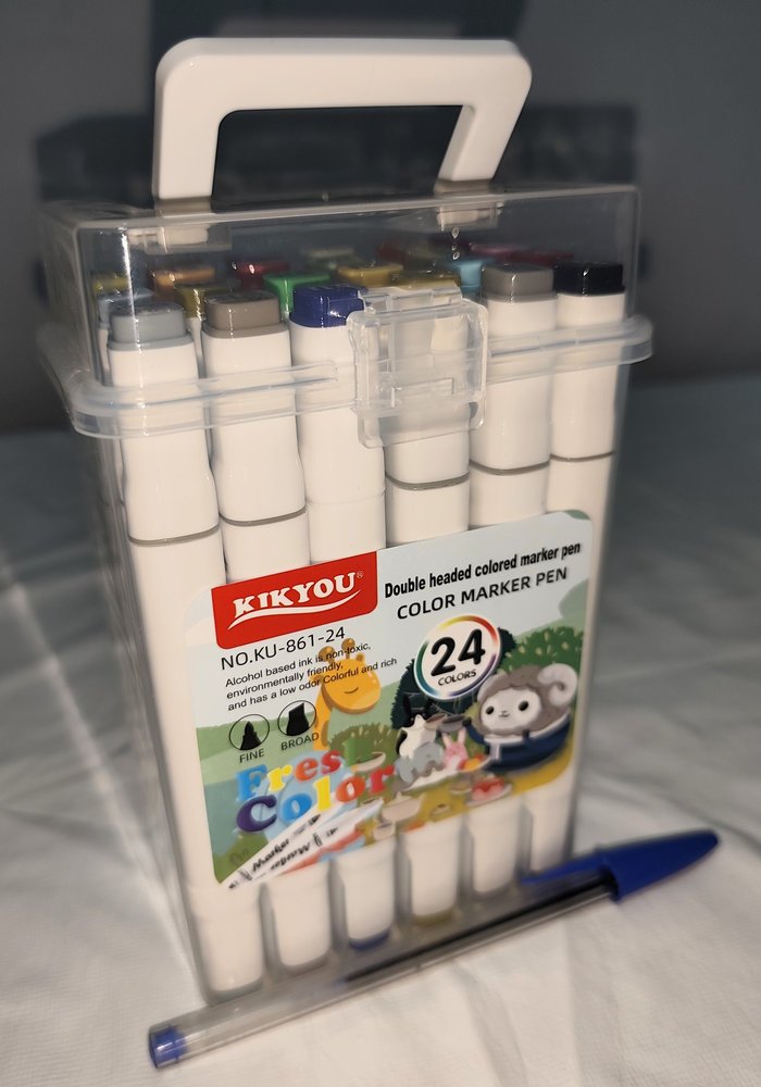 Set de 24 Marcadores Doble Punta KIKYOU Nuevos en Caja Transparente