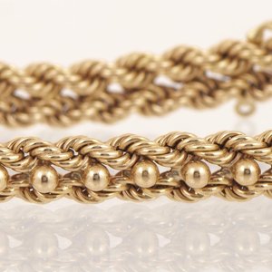 Pulsera Oro 18k Tejido Espiga con Bolitas - 18 cm - imagen 2