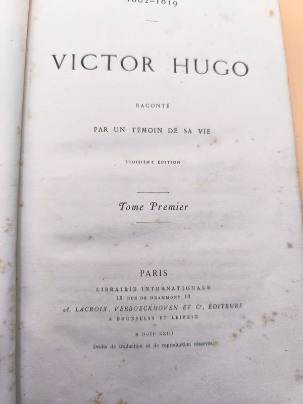 Libro de Victor Hugo - Raconté par un témoin de sa vie- 2 tomos. - imagen 2