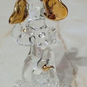 Figura Elefante de Cristal Transparente con Detalles en Oro Líquido - imagen 5