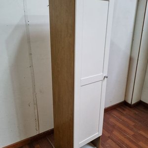 Mueble Auxiliar Blanco y Madera con Puerta y Estantes - imagen 3