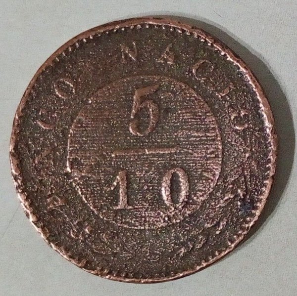 Moneda Antigua de Cobre - Provincia de Buenos Aires - 5 Décimos de Real (1827-1828) - imagen 1