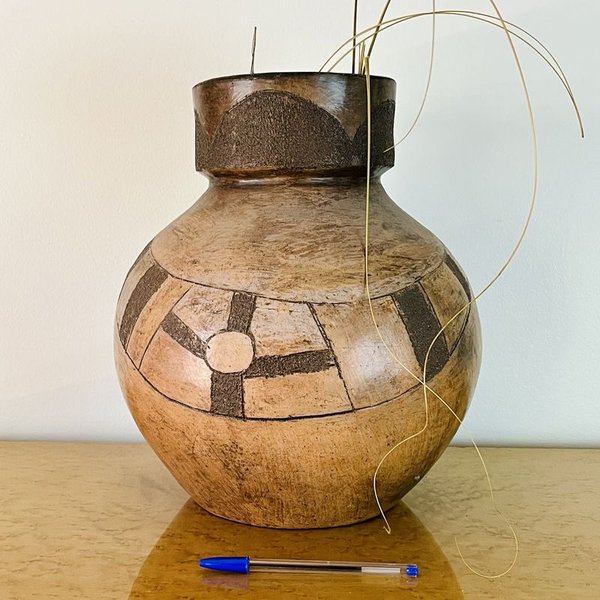 Gran florero Sud Africano en cerámica pintado a mano - imagen 1