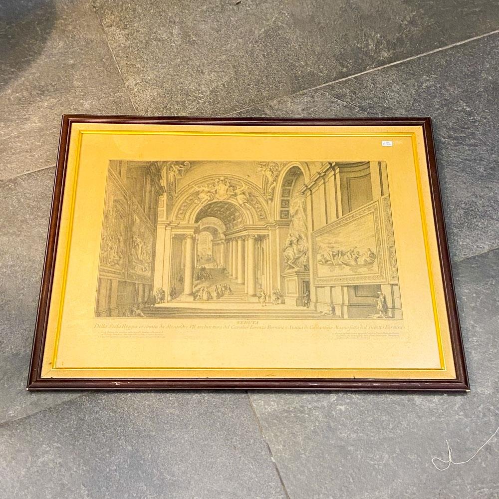 Cuadro museo antiguo, marco madera con vidrio 94 x 70 cm