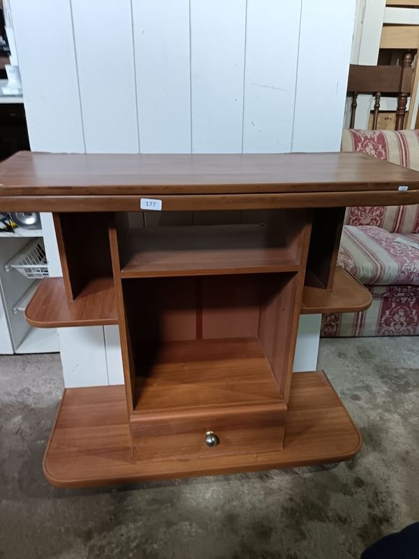 Mesa Rack de Madera Marrón con Cajón y Estantes