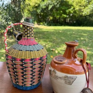 2 botellones 1 damajuana decorada en mimbre y 1 en ceramica gres - imagen 2