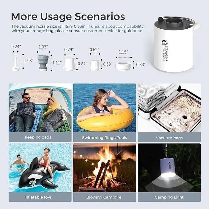 Mini Inflador Recargable Alta Potencia con Accesorios y Luz LED - imagen 2