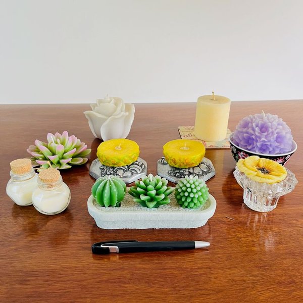 Lote de Velas Decorativas: Cactus, Flores, Piñas y Más - imagen 1