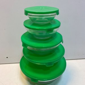 Lote anterior: Set de 5 Bowls de Vidrio con Tapas Plásticas Verdes