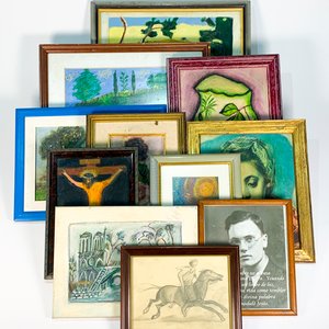 Lote de 11 Cuadros: Óleos y Láminas con Paisajes, Jarrones, Virgen, Catedral y Más - imagen 1