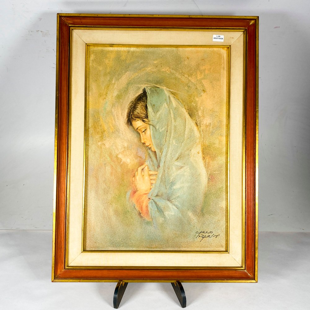 Cuadro "Virgen" de Carlo Parisi, 33 x 47 cm