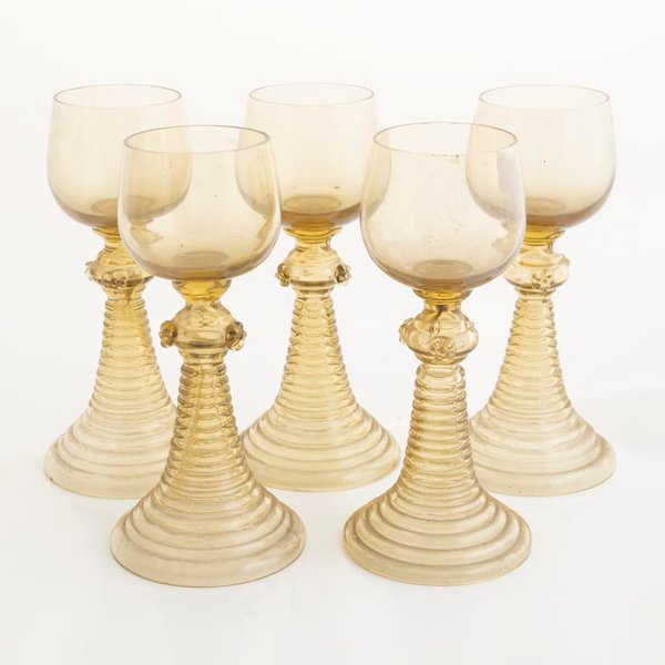 Juego de 5 Copas de Cristal Murano Color Ámbar - 18cm - imagen 1