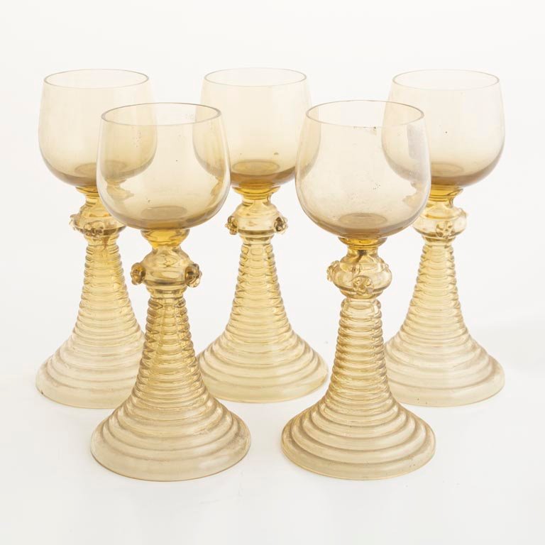 Juego de 5 Copas de Cristal Murano Color Ámbar - 18cm
