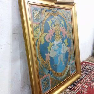 Cuadro Antiguo con Escudo Familiar y Marco Dorado con Iluminación - imagen 5