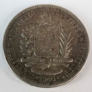 Moneda de Plata 5 Bolívares Venezuela 1960 - 10g - imagen 2