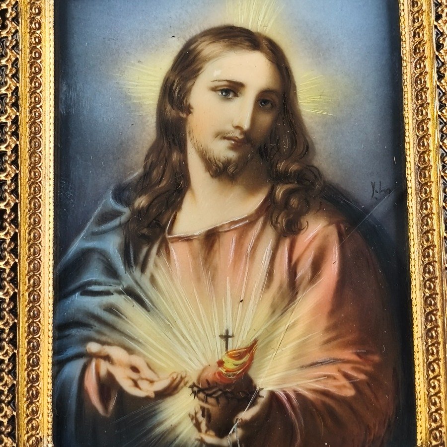 Miniatura pintada a mano del Sagrado Corazón - imagen 4