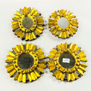Lote de 4 Espejos Solares Decorativos en Madera Dorada - imagen 2