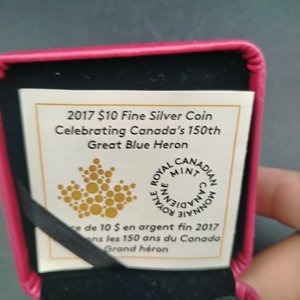 Moneda de Plata Canadiense "Gran Garza Azul" 150 Aniversario - $10 - imagen 5
