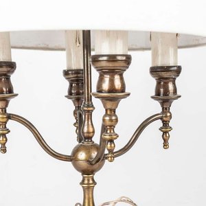 Lámpara de Mesa de Bronce y Metal con Pantalla Blanca, Cuatro Luces - imagen 2