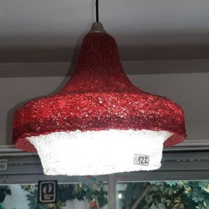 Lote de 2 artefactos: Lámpara de vidrio y Lámpara colgante roja/blanca - imagen 3