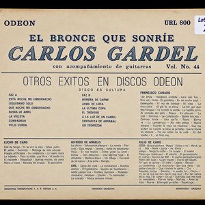 Vinilo Carlos Gardel "El Bronce Que Sonríe" V.44 Odeón Uru 1968 - imagen 3