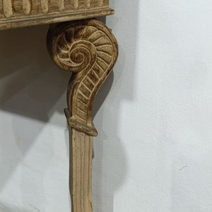 Mesa de Arrimo Recibidor Madera Maciza Tapa Marmolina Estilo Clásico - imagen 4