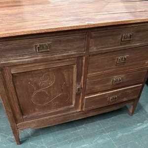 Cómoda Antigua de Roble con Cajones y Puerta - imagen 3