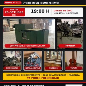 Lote anterior: Remate de Maquinaria Industrial, de Imprenta, Muebles y Varios
